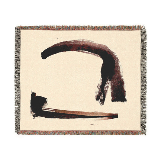 Woven Blanket - Simplistic Sumi Ink Paint Strokes